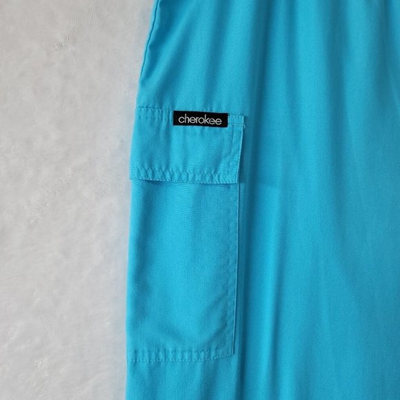 CHEROKEE Women’s Scrub Pants Plus Size 1XL Style 2074 Teal Stretch Waist - Picture 3 of 16